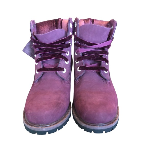 Timberlands Limited Edition Burgundy Velvet Boots size 9 - Picture 4 of 10